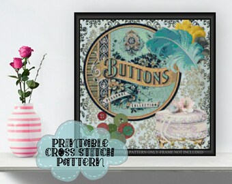 Button Collection Printable Cross Stitch Pattern f013
