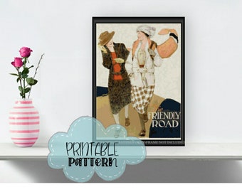 The Friendly Road Printable Cross Stitch Pattern f010 | Print and Stitch!