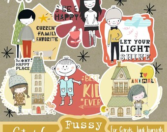 Set of 6 Whimsical Family and Happiness Fussy Cuts – Great for Journals, Scrapbooks & Cards