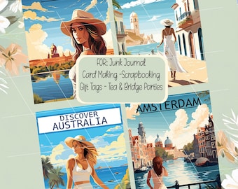 Brazil Amsterdam Australia Abilene Travel Poster Card Toppers Wordart Junk Journal Scrapbooking PDF Download