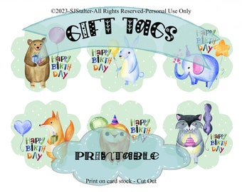 Happy Birthday Animals | Printable Gift Tags | 23-01