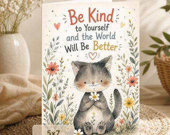 Cat Garden Card: Be Kind to Yourself (5x7 Digital Download)
