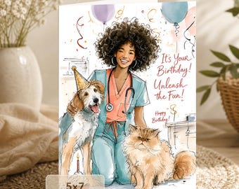 Veterinarian Birthday Card: Unleash the Fun (5x7 Digital Download)