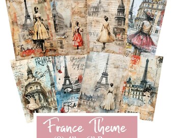 Parisian Dreams: Printable Junk Journal Pages - A French-Inspired Delight Paris France Scrapbooking Travel Adventure