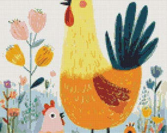 Nursery Mama Chicken Baby Chick – 14 Count Cross Stitch Pattern PDF