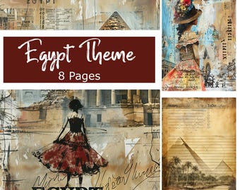 Egyptian Dreams: 8 Vibrant Junk Journal Pages for Creative Journaling Egypt Travel Adventure