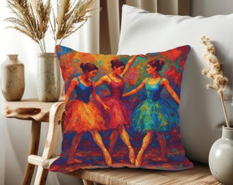 Ballerina Cross Stitch Pattern: Colorful Trio Dance Scene (PDF Download)