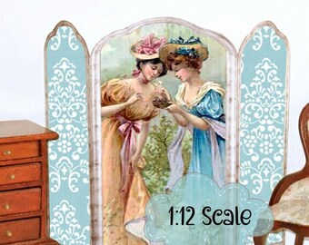 Victorian Ladies in a Garden Printable Dollhouse Screen Miniature 1:12 Scale N029
