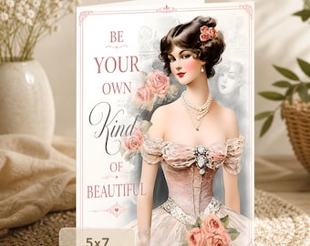 Vintage Woman Card: Be Your Own Kind of (5x7 Digital Download)