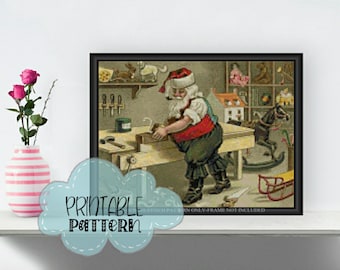 Santa’s Workshop Printable Cross Stitch Pattern f008 | Print and Stitch!