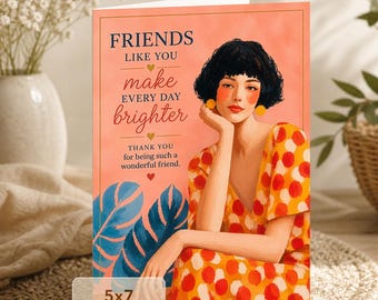 Friendship Card, Bright Tropical Leaves, Uplifting Message (Digital Download)