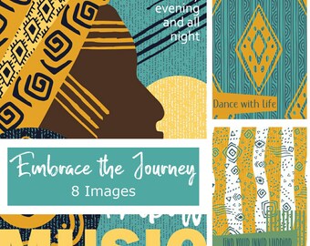Tribal Design Cards: Inspirational Scrapbooking, Junk Journals (PDF Printable Set of 8