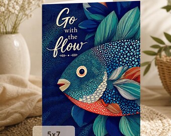 Artistic Fish Card | "Go With the Flow" Greeting (Digital Download)