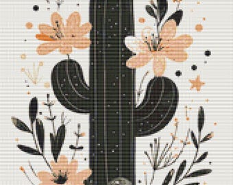 Floral Desert Cactus – 14 Count Cross Stitch Pattern PDF