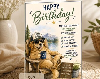 Funny Dog Birthday Card: Age Is Mandatory Growing Up Is Optional (5x7 Digital Download)