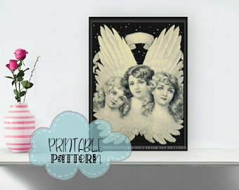 Victorian Angels Printable Cross Stitch Pattern F104 | Print and Stitch!