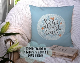 Seas the Day Nautical Cross Stitch Pattern: Starfish & Ocean (PDF Pattern)