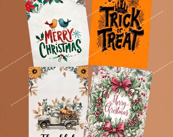 Holiday Variety Junk Journal Scrapbooking Gift Tags Card Toppers PDF Download