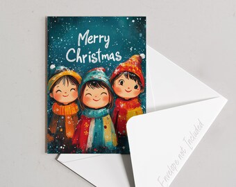 Radiant Christmas Tree Greeting Card with Star and Colorful Lights – 5 x 7 PRINTABLE -Instant Download Whimsical Scrapbooking, Journaling