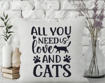 All You Need Is Love and Cats Cross Stitch Pattern Printable PDF