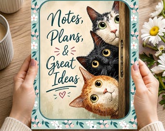 Whimsical Cat Journal: 4-in-1 Printable Planner, Gratitude, Notes (8.5x11 Digital Download)