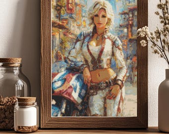 The City Rider Cross Stitch Pattern Modern Woman Motorcycle Urban Street Art (PDF) 14 ct