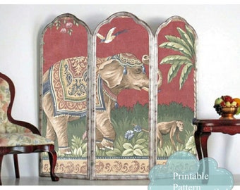 Decorate Your Dollhouse with a Stunning Jungle Theme: Get the Elephant Safari Printable Dollhouse Miniature Room Screen Now!