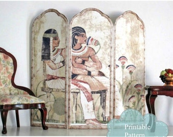 Egyptian Printable Dollhouse Room Screen Miniature 1:12 Scale 023