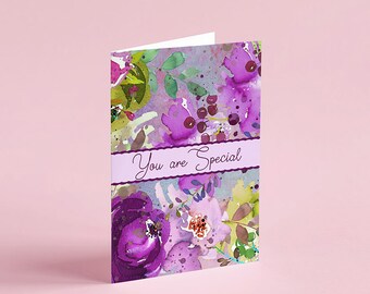 You Are Special | Purple Rose  5 x 7 Printable Greeting Card 033n