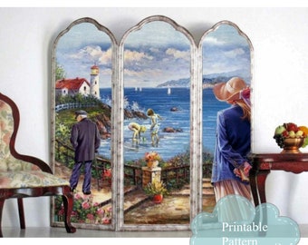 A Must-Have for Dollhouse Miniatures Enthusiasts - Nautical Lighthouse Printable Dollhouse Miniature Room Screen Ocean Seashore