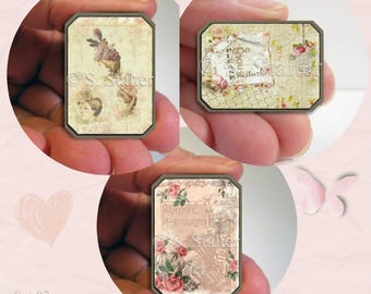 Dollhouse Miniature Wall Art, Shabby Chic Floral Signs, 1:12 Scale Set