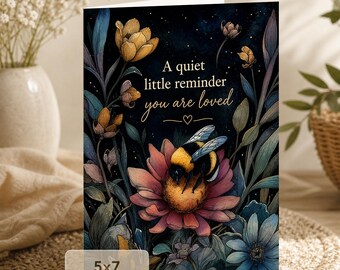 Botanical Bee Greeting Card, Encouragement Message, Junk Journal Ephemera (Digital Download)