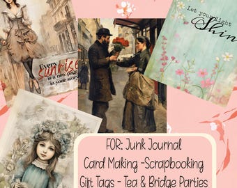Vintage Sunrise Card Toppers Junk Journal Scrapbooking Tags PDF Download