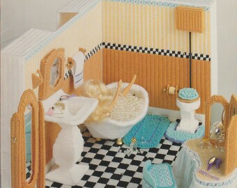 Plastic Canvas Fashion Doll Bathroom Pattern Book 1991 Kooler Design Studio Needlework Decor