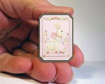 Charming Bunny Handmade Dollhouse Miniature Sign 1:12 Scale #317