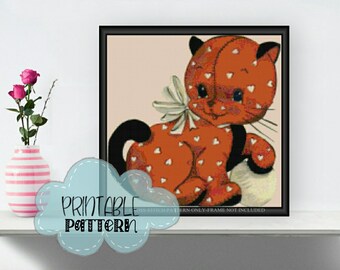 Toy Cat Printable Cross Stitch Pattern Print and Stitch! f005