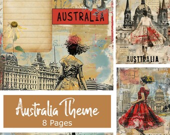Australian Junk Journal Pages: Travel Scrapbooking Ephemera (PDF Download 4x6in