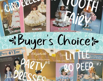 Vintage Crochet Doll Pattern: Fibre Craft 1980s Bed Doll Costumes YOUR CHOICE