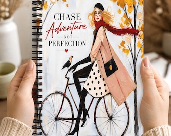 Chase Adventure Not Perfection Inspirational Bicycle Notebook Motivational Journal Gift for Travelers and Dreamers