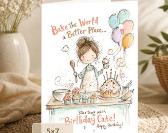 Baker Birthday Card: Bake the World a Better Place (5x7 Digital Download)