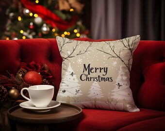 Merry Christmas Cross Stitch Pattern: Snowy Winter Trees (PDF Download 18x18