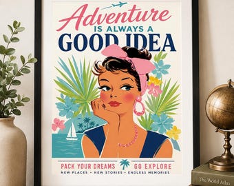 Adventure Is Always A Good Idea Tropical Travel Inspiration 8x10 Printable Wall Art Poster Print Decor