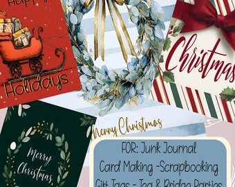 Holiday Journaling Cards for Junk Journals Scrapbooking Card Making and Gift Tags