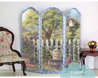 Get Creative with Your Dollhouse: Cottage Garden Printable Dollhouse Miniature Room Screen