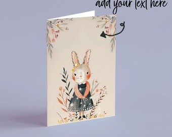 Woodland Animal Greeting Cards: Bear, Bunny, Owl (EDITABLE Digital Download)
