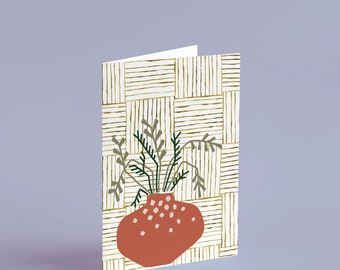 Minimalist Modern Red Vase with Branches 004 |  5 x 7 Printable All-Occasion Greeting Card