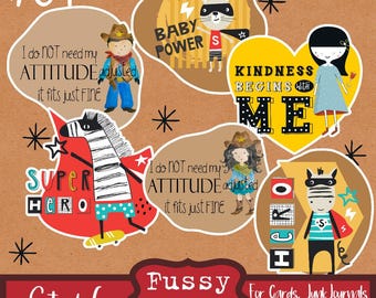 Set of 6 Attitude and Kindness Fussy Cuts – Perfect for Scrapbooks, Journals & Card Making
