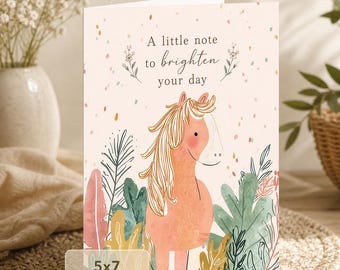 Whimsical Horse Greeting Card | Printable 5x7 Encouragement Card (Digital Download)
