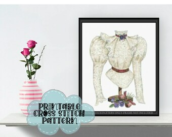 Victorian Blouse V Printable Cross Stitch Pattern F110