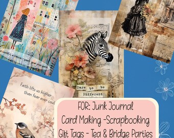 Zebra Bird Inspirational Card Toppers and Tags Junk Journal Scrapbooking  PDF Download